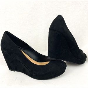 Black Suede Wedge Heels